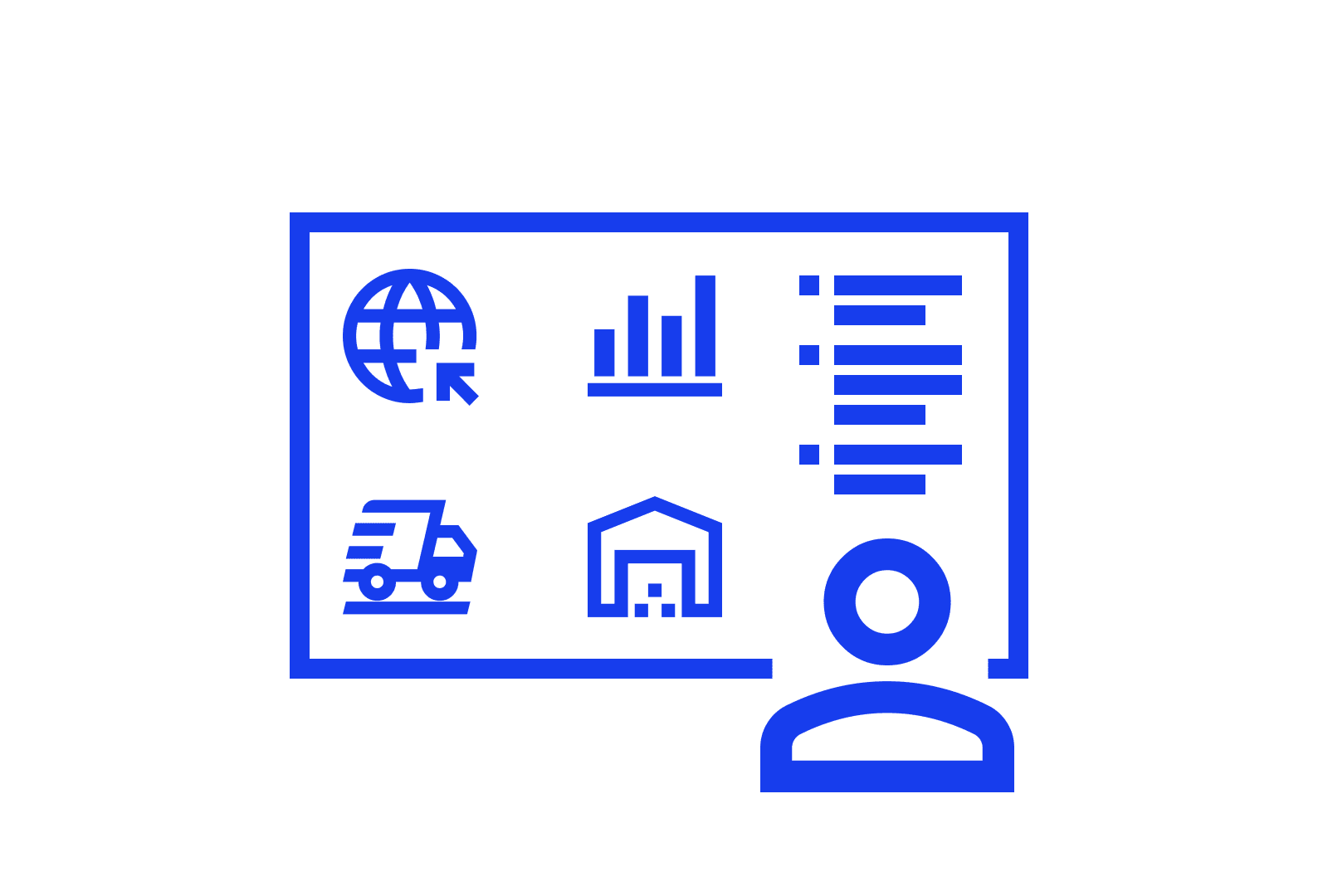 Expertise - an image using icons to show a person consulting on a logistics strategy