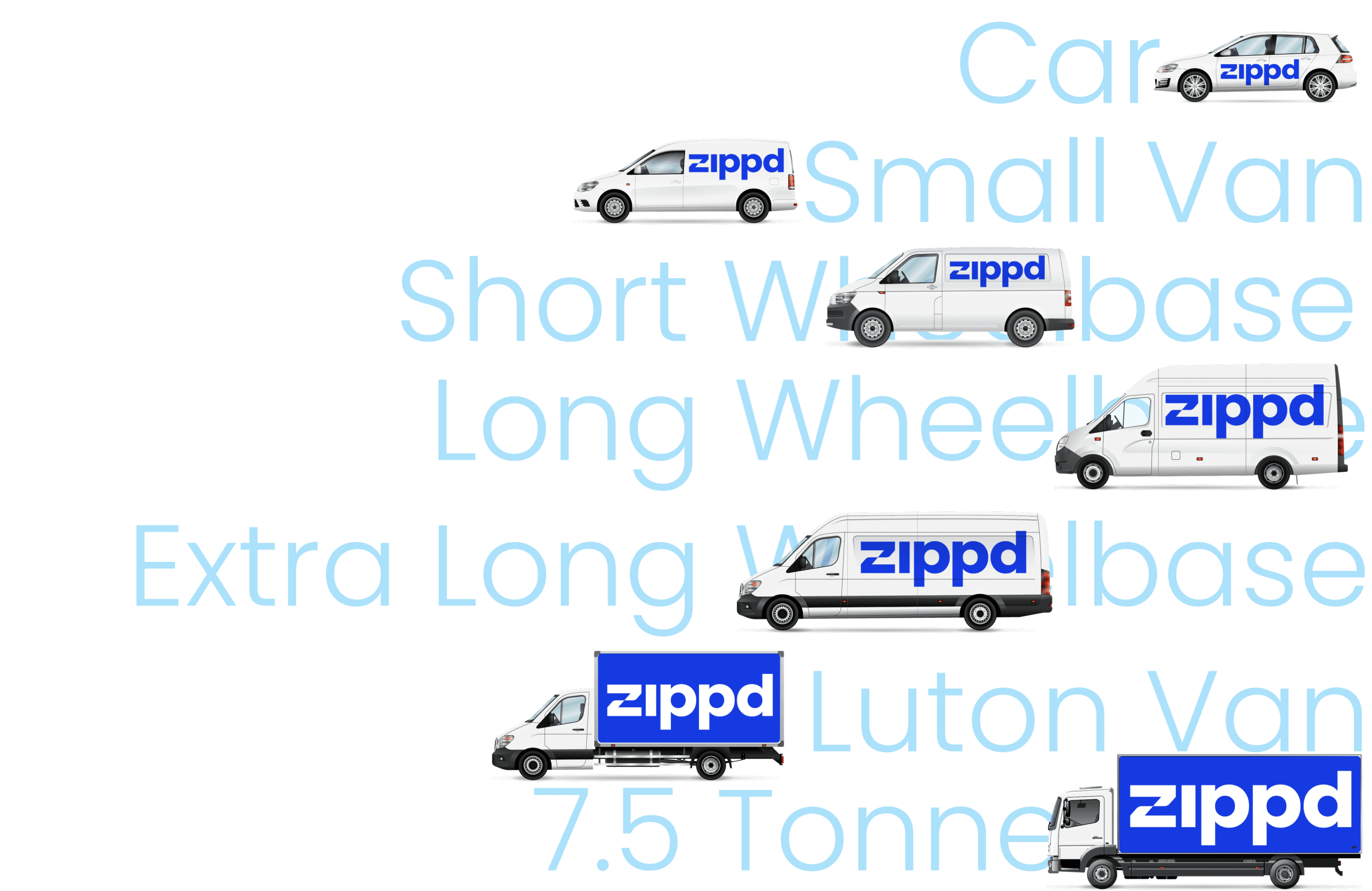 Car, Short wheel base, Long wheel base, Extra long wheel base, Luton van